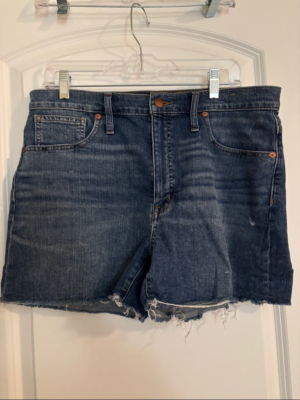 Madewell Dark Blue High-Rise Denim Cutoff Shorts